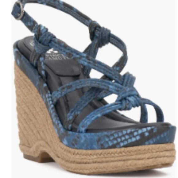 NEW VINCE CAMUTO Delyna Espadrille Wedge Sandals BLUE FOR WOMEN 123mn - Picture 6 of 12